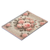 Elegante Roze Rozenbloem met Kant Notitieboek (Linkerzijde)