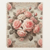 Elegante Roze Rozenbloem met Kant Planner (Voorkant)