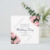Elegante roze rozenbloemen bloemenbruiloft kaart (Staand voorkant)