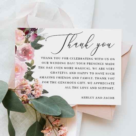 Elegante roze rozenbloemen. Tuin bloemenbruiloft Bedankkaart