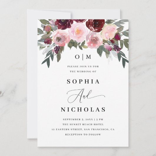 Elegante roze rozenbloemen. Tuin bloemenbruiloft Kaart (Voorkant)