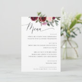 Elegante roze rozenbloemen. Tuin bloemenbruiloft Menu (Staand voorkant)