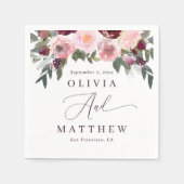 Elegante roze rozenbloemen. Tuin bloemenbruiloft Servet (Voorkant)