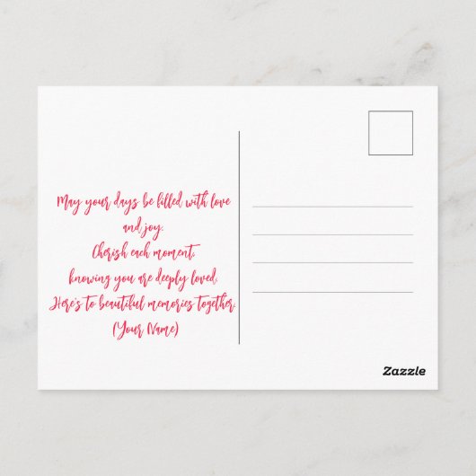 Elegante Roze Rozenkrans met Romantische Boodschap Briefkaart (Achterkant)
