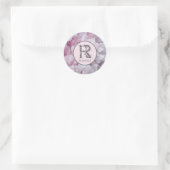 Elegante Roze Rozenkwarts Naam Monogram Sjabloon Ronde Sticker (Tas)