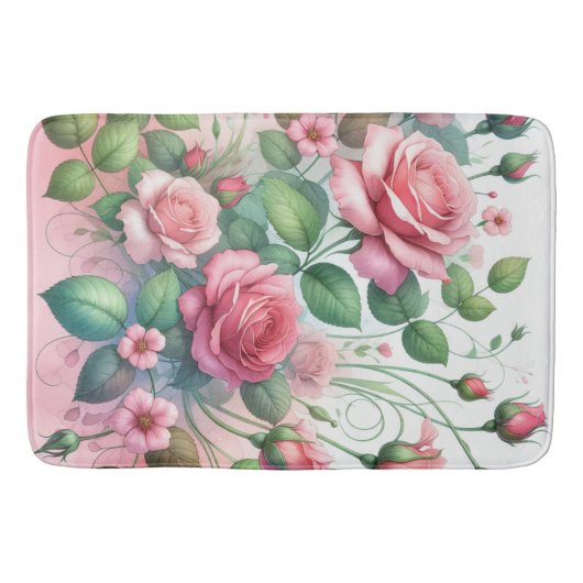 Elegante roze rozentuin badmat (Voorkant)
