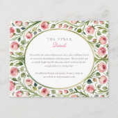 Elegante roze rozentuin bruiloft details behuizing informatiekaartje (Voorkant)