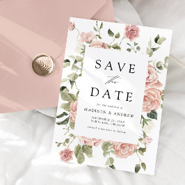 Elegante Roze Rozentuin Bruiloft Save The Date