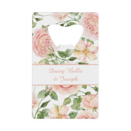 Elegante roze rozentuin creditkaart flessenopener