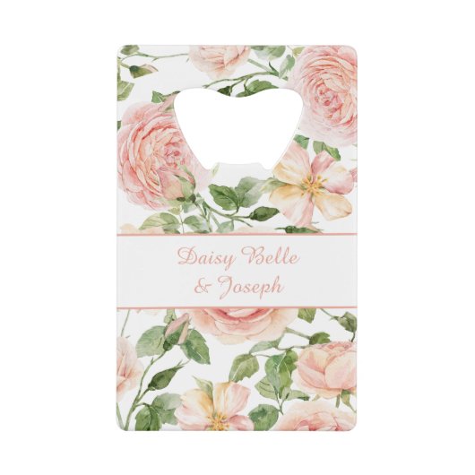 Elegante roze rozentuin creditkaart flessenopener (Voorkant)