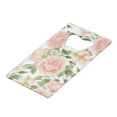 Elegante roze rozentuin creditkaart flessenopener (Achterkant Gekanteld)