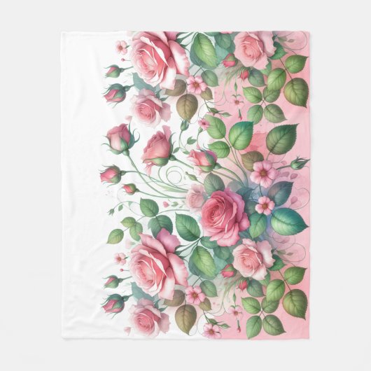 Elegante roze rozentuin fleece deken (Voorkant)