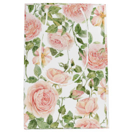 Elegante roze rozentuin medium cadeauzakje