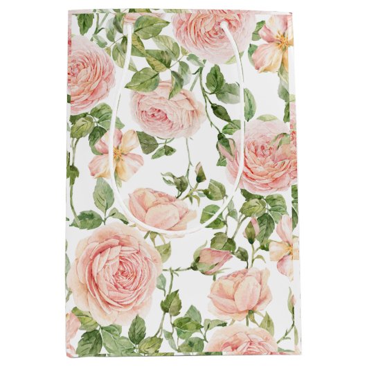 Elegante roze rozentuin medium cadeauzakje (Voorkant)