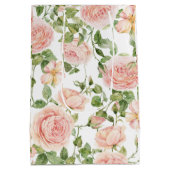 Elegante roze rozentuin medium cadeauzakje (Achterkant)