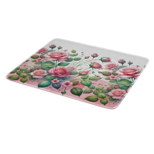 Elegante roze rozentuin snijplank (Hoek)