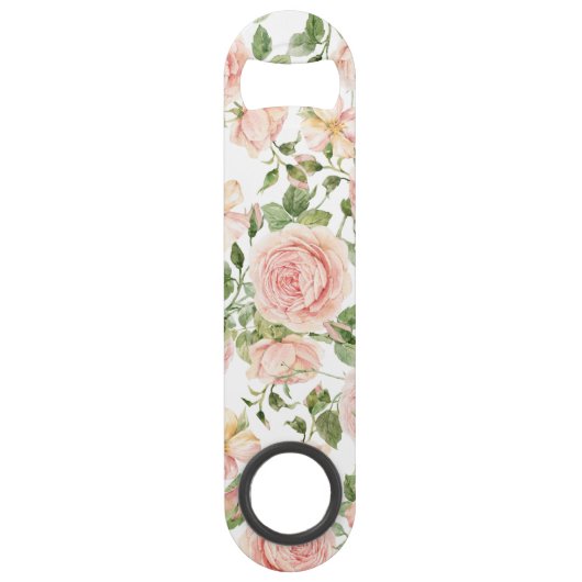 Elegante roze rozentuin speed flessenopener (Voorkant)