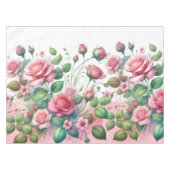 Elegante roze rozentuin tafelkleed (Voorkant (Horizontaal))