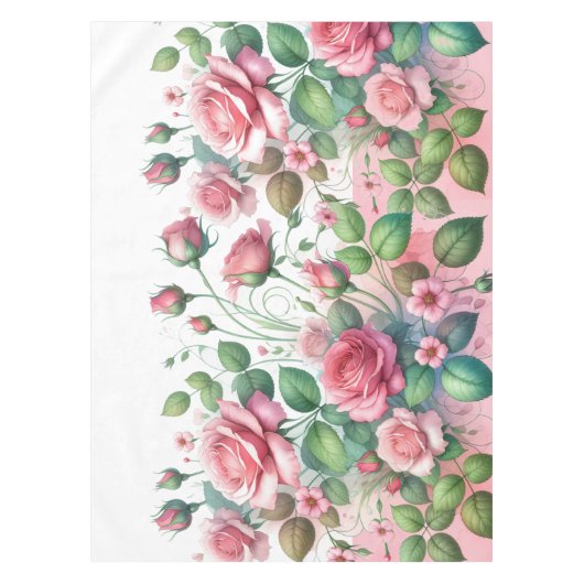 Elegante roze rozentuin tafelkleed (Voorkant)