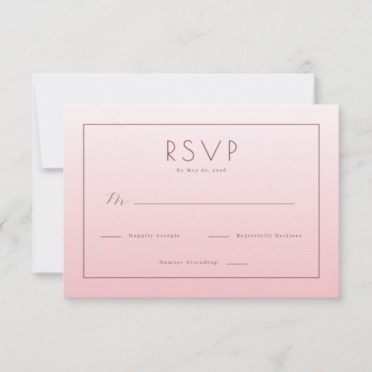 Elegante Roze RSVP Kaart (Voorkant)