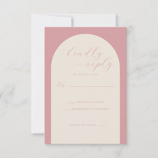 Elegante Roze RSVP Kaart (Voorkant)