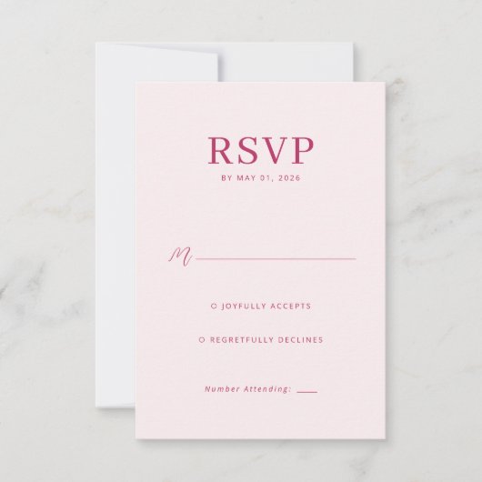 Elegante Roze RSVP Kaart (Voorkant)