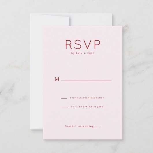 Elegante Roze RSVP-kaart RSVP Kaartje (Voorkant)