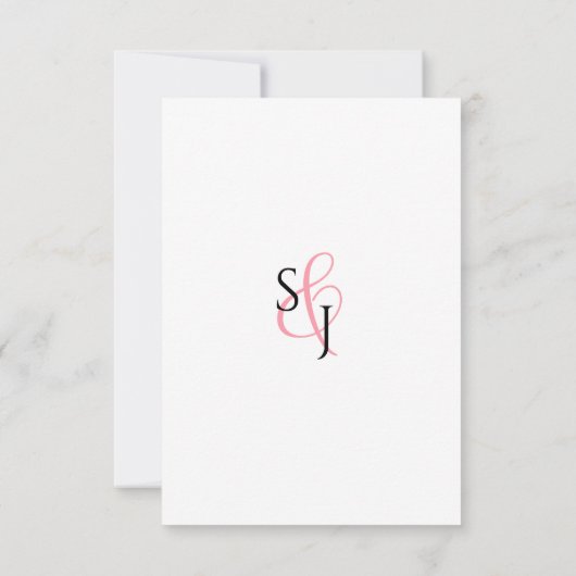 Elegante Roze RSVP Wedding Response Kaart (Achterkant)