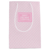 Elegante roze ruit naam cadeautas middel accenten (Voorkant)