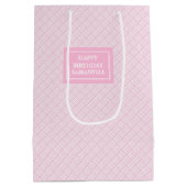 Elegante roze ruit naam cadeautas middel accenten (Achterkant)