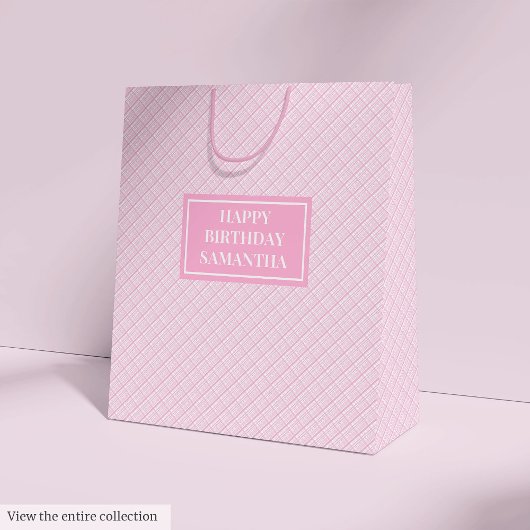 Elegante roze ruit naam cadeautas middel accenten