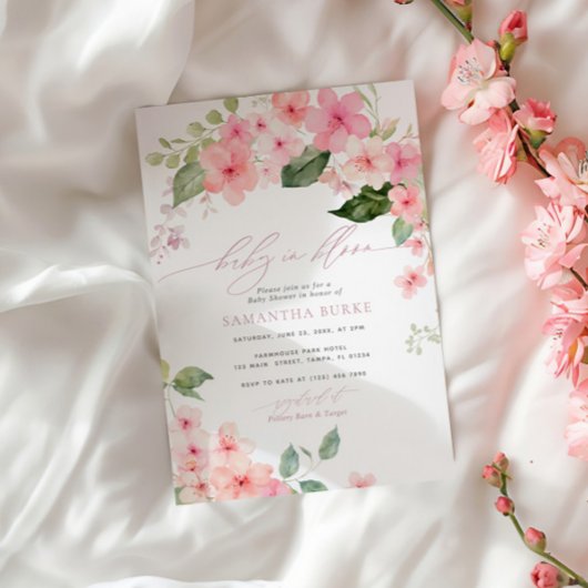 Elegante Roze Sakura Bloemen Baby in Bloom Shower Kaart