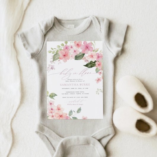 Elegante Roze Sakura Bloemen Baby in Bloom Shower Kaart