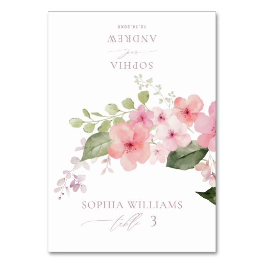 Elegante Roze Sakura Bloemen Trouw Plaatskaart Kaart (Voorkant)