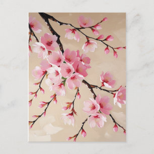 Elegante Roze Sakura Bloesem Ansichtkaart - Japans Briefkaart