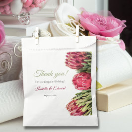 Elegante Roze Salie Groen Tropische Proteas Bruilo Bedankzakje