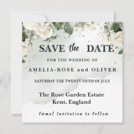 Elegante Roze Salie Groene Save the Date Kaart