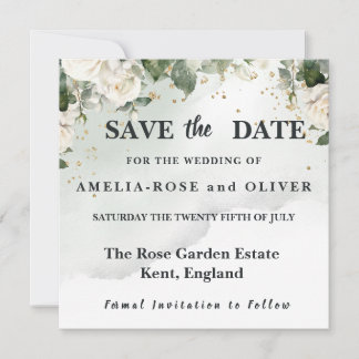 Elegante Roze Salie Groene Save the Date Kaart