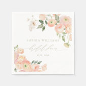 Elegante Roze & Saliegroen Bruidsfeest Servetten (Voorkant)