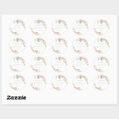 Elegante Roze & Saliegroen Bruiloftsfeest Ronde Sticker (Vel)
