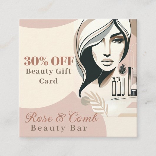 Elegante Roze Salon Korting Gift Card (Voorkant)