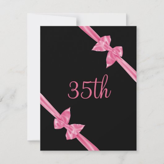 Elegante Roze Satijn Bogen 35e Verjaardag Kaart (Voorkant)