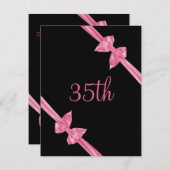 Elegante Roze Satijn Bogen 35e Verjaardag Kaart (Voorkant / Achterkant)