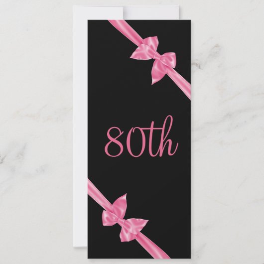 Elegante Roze Satijn Bogen 80ste Verjaardag Kaart (Voorkant)
