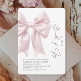 Elegante Roze Satijnen Strik Meisje Baby Shower Kaart