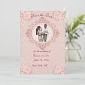 Elegante Roze Save-the-Datekaart Save The Date (Staand voorkant)