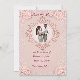 Elegante Roze Save-the-Datekaart Save The Date