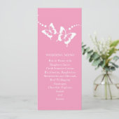 Elegante roze schoonheid vlinder bruiloft menu (Staand voorkant)