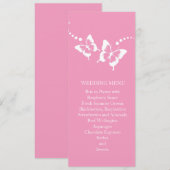Elegante roze schoonheid vlinder bruiloft menu (Voorkant / Achterkant)