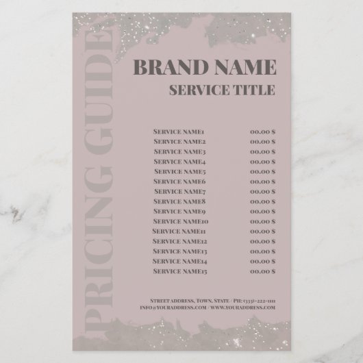 Elegante Roze Schoonheidssalon Prijslijst Flyer (Voorkant)